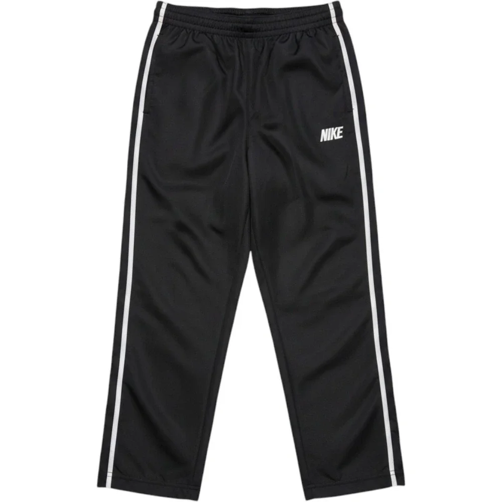 Nike Boys Size 6 Black Lined Track Pants White Side Stripe Athletic Windbreaker‎